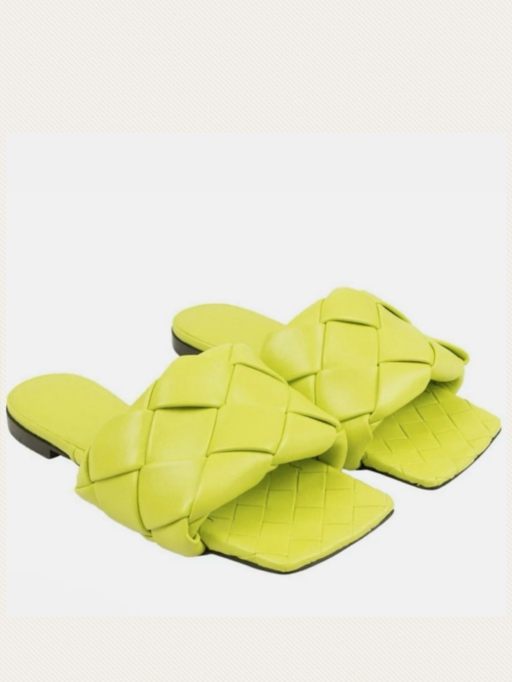 BOTTEGA VENETA Nappa Maxi Intrecciato Lido Flat Sandals 37.5 Kiwi NWT $1350